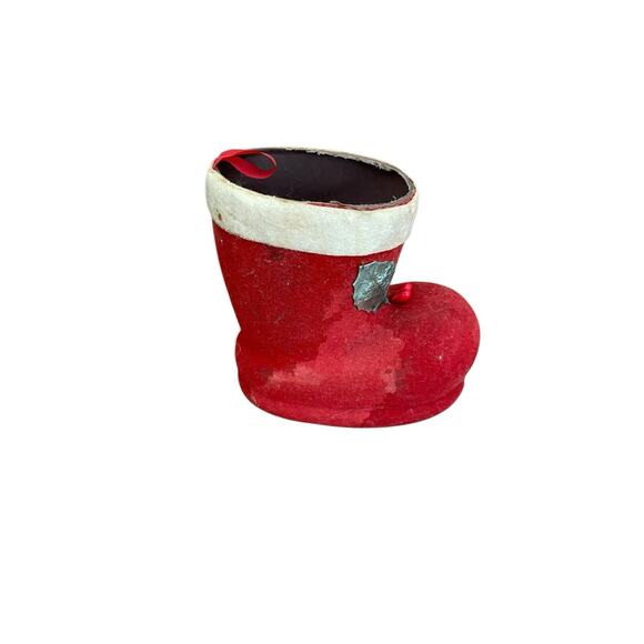 Vintage Flocked Christmas Santa Mrs. Claus Boot Planter Mid Century Modern LOT 3 - Picture 10 of 12